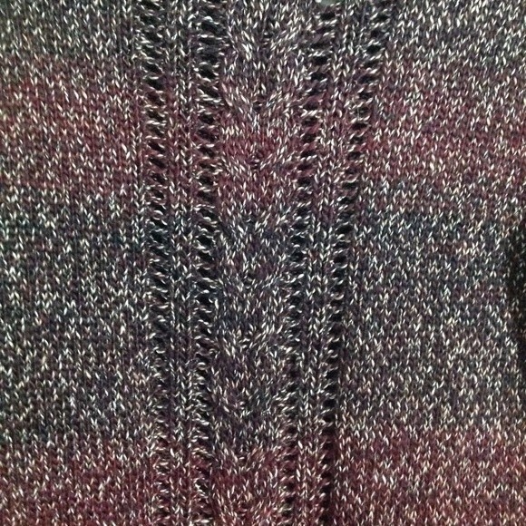 SANCTUARY Maroon Tan Marled Knit Crewneck Pullover Sweater Small High Low Hem - Picture 7 of 7